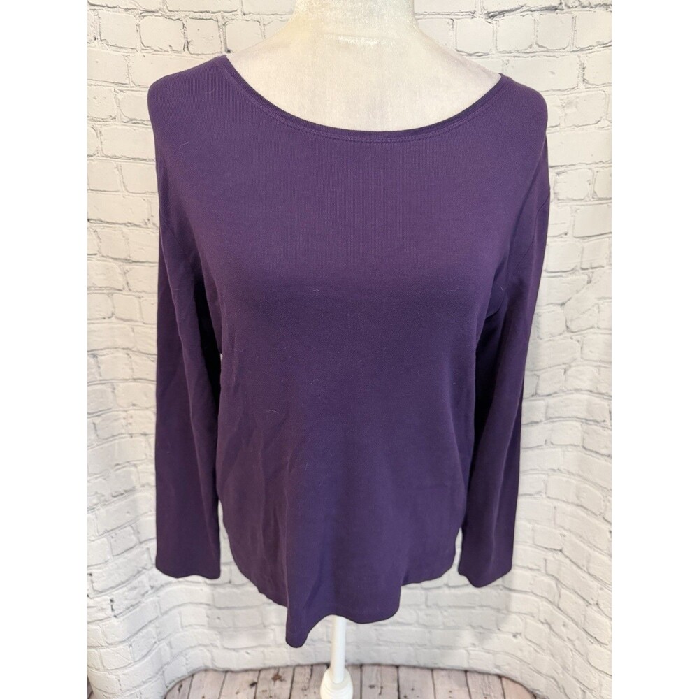 By Chico's Chicos Purple Cotton Long Sleeve Layering Top Large
